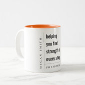 生理モダンミニマルやる気を起こさせる療法士の贈り物 ツートーンマグカップ (正面左)