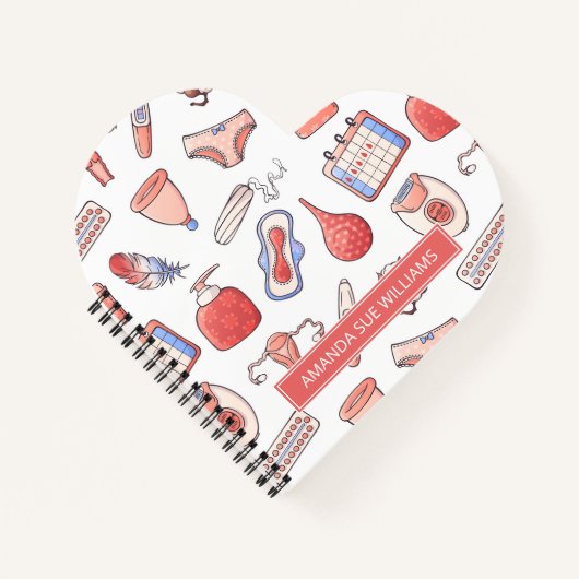 生理/月経周期 – お客様の名前/モノグラム ノートブック (正面)