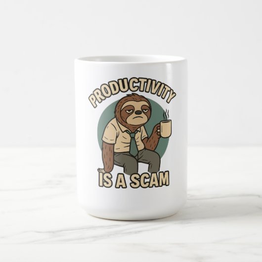 生産性は詐欺である – 怠惰な怠けおもしろい者オフィス コーヒーマグカップ (中央)