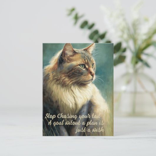生産性感動的引用文付き猫はがき ポストカード (スタンド正面)