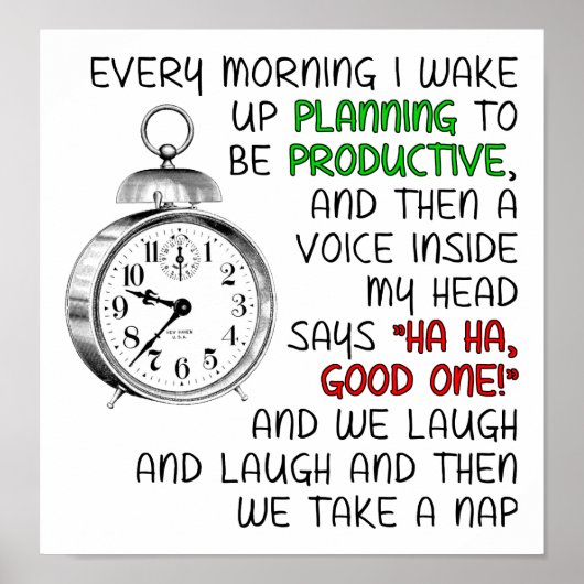 生産性昼寝おもしろいポスター ポスター (正面)
