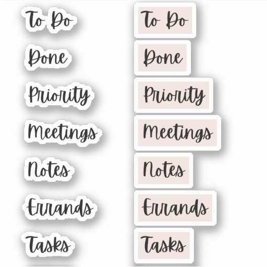 生産性Bullet Journalのシール |ピンク シール (正面)