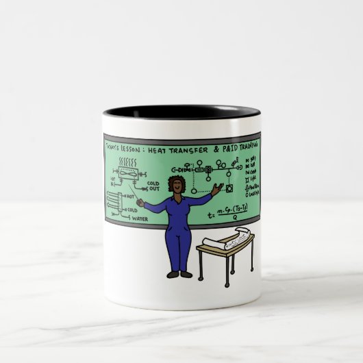 生産管理技術の女性の規則のコーヒーカップ ツートーンマグカップ (中央)