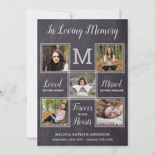 生素朴お祝い写真追悼式 サンキューカード (正面)