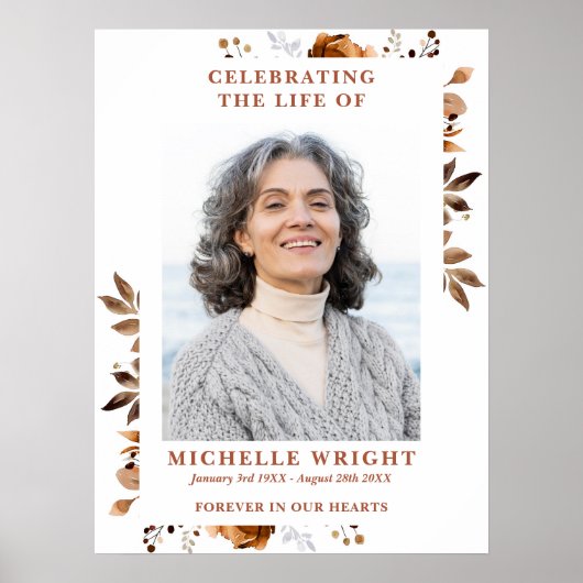 生素朴命写真サインの葬儀お祝い ポスター (正面)