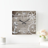 生素朴活がより良いビーチ スクエア壁時計 (ホーム)