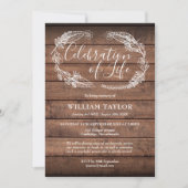 生素朴物葬の木の葉お祝い 招待状 (正面)