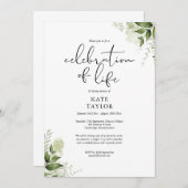 生素朴物葬儀の緑のお祝い 招待状 (正面/裏面)
