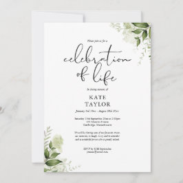 生素朴物葬儀の緑のお祝い 招待状