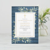 生素朴生葬儀の緑の写真お祝い 招待状 (スタンド正面)