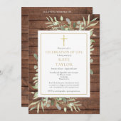 生素朴生葬儀の緑の写真お祝い 招待状 (正面/裏面)