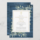 生素朴生葬儀の緑の写真お祝い 招待状 (正面/裏面)