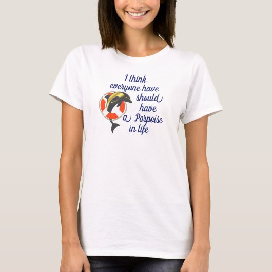 生航海の活前に飛び回るイルカ Tシャツ (正面)
