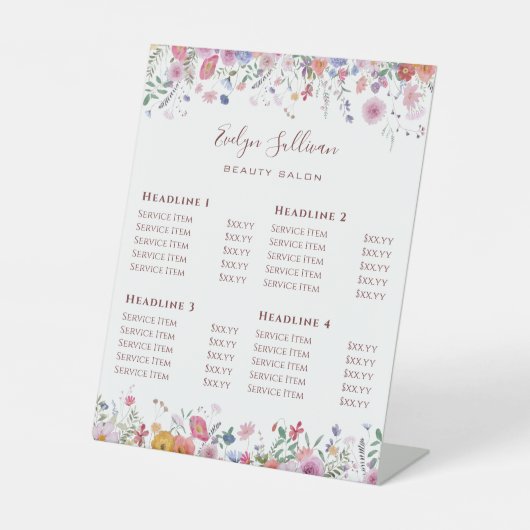 生花の価格表ペデスタルサイン 台座サイン (正面)