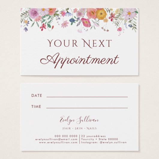 生花アポイントメントカード (正面&裏面)