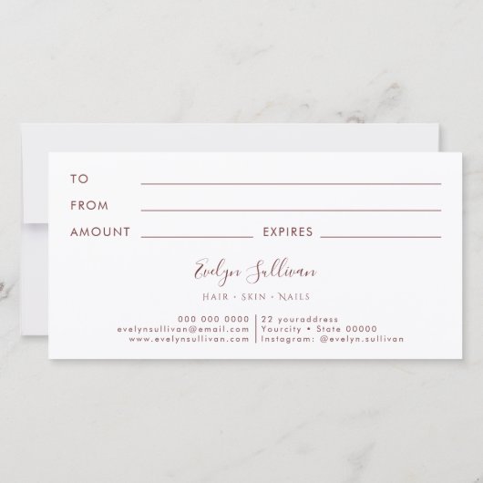 生花ギフト券 (裏面)