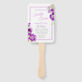生花紫色の水彩結婚式プログラム ハンドファン (正面)