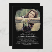 生芸術的葬エレガントお祝い写真 招待状 (正面/裏面)