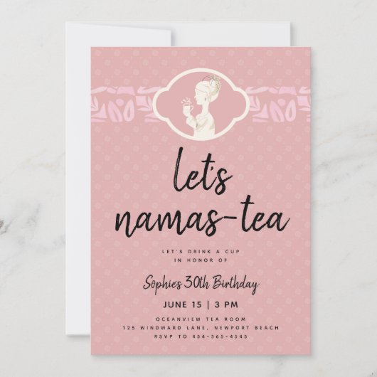 生茶かわいいおもしろいシック茶パーティー30歳の誕生日 招待状 (正面)