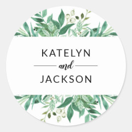 生葉植物体結婚のモノグラム ラウンドシール