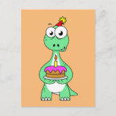 生誕ケーキを持つブラントサウラスのイラスト ポストカード (正面)