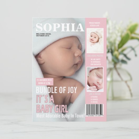 生誕発表雑誌カバー3枚 案内状 (スタンド正面)