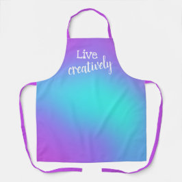 生鮮の紫色とティール（緑がかった色）グラデーションエプロン エプロン