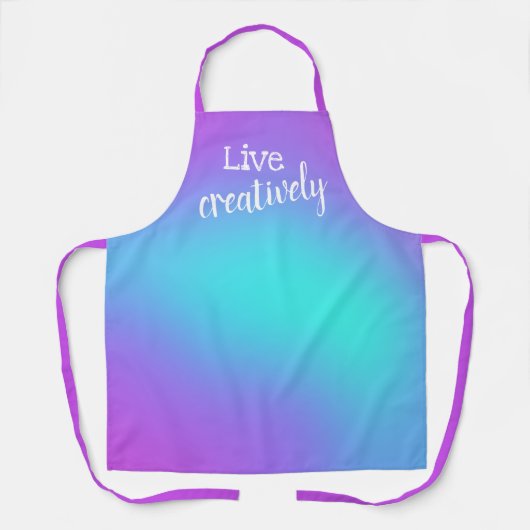 生鮮の紫色とティール（緑がかった色）グラデーションエプロン エプロン (正面)
