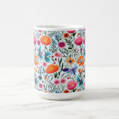 生鮮やか花のシームレスなフローラデザイン モーフィングマグカップ (中央)