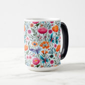 生鮮やか花のシームレスなフローラデザイン モーフィングマグカップ (正面右)