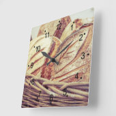 生鮮パンバスケットキッチン スクエア壁時計 (傾斜)