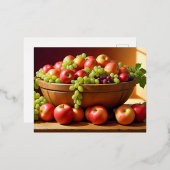 生鮮フルーツ品揃え健康食カラフル品 箔シーズンポストカード (正面/裏面)