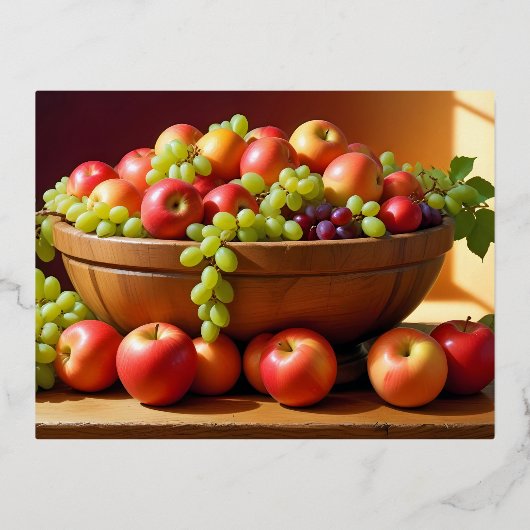 生鮮フルーツ品揃え健康食カラフル品 箔シーズンポストカード (正面)