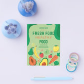 生鮮食品、ヘルシーフードケータリングレストランメニュー チラシ (シングル)