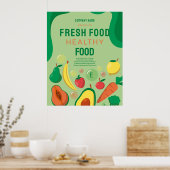 生鮮食品、ヘルシーフードケータリングレストランメニュー ポスター (キッチン)