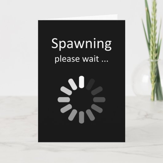 産卵お待ちください – おもしろい妊娠のお知らせ 案内状 (正面)