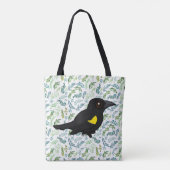 産卵可能な黄色い肩を持つブラックバード トートバッグ (裏面)