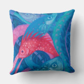 産卵,魚,水中アート,パステルブルー,ピンク クッション (裏面)
