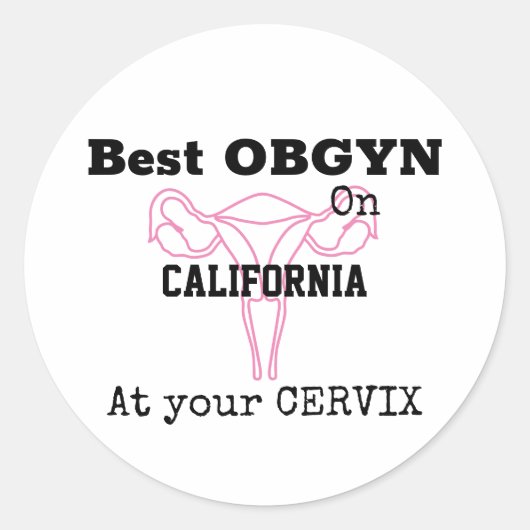 産婦人科産婦人科医ユーモおもしろいーム ラウンドシール (正面)