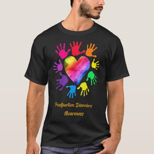 産後障害認識度手 Tシャツ (正面)
