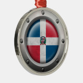産業ドミニカ共和国の旗の鋼鉄グラフィック メタルオーナメント (右)