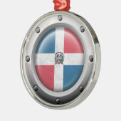 産業ドミニカ共和国の旗の鋼鉄グラフィック メタルオーナメント (左)