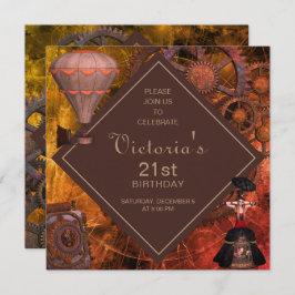 産業ヴィンテージ誕生日招待状 招待状