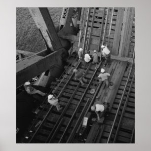産業写真-鉄道橋労働者 ポスター