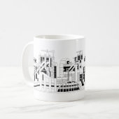 産業冶金コンバインのシルエット コーヒーマグカップ (正面左)