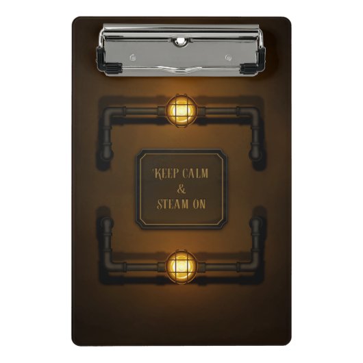 産業向け保ステームパンクのサイン「Calm & Steam On」 ミニクリップボード (正面)