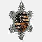 産業建築国旗の火花 スノーフレークピューターオーナメント (左)