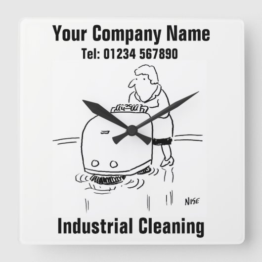 産業清掃 スクエア壁時計 (正面)
