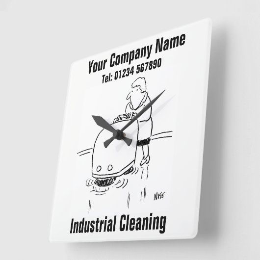 産業清掃 スクエア壁時計 (傾斜)