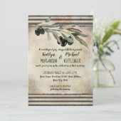 産業用オリーブ葉リース水彩タイポグラフィ 招待状 (スタンド正面)
